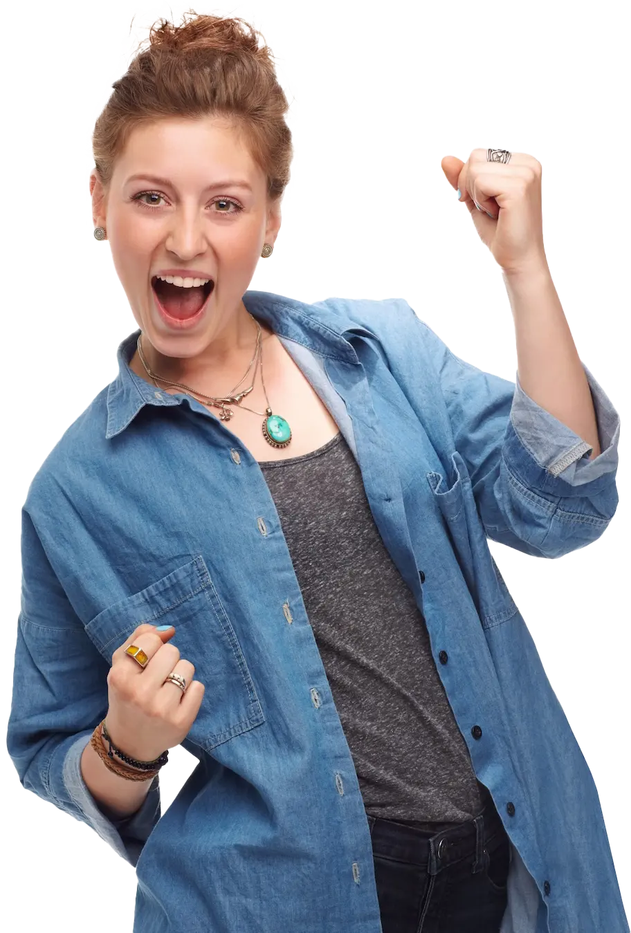 An excited woman
